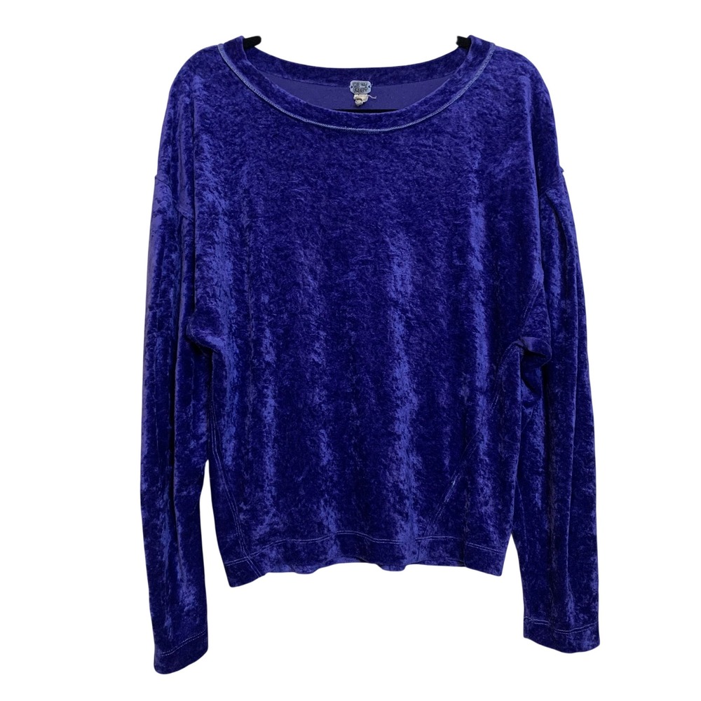 Free People We The Free Purple Crushed Velvet Long Sleeve Top Small Slouchy Tee